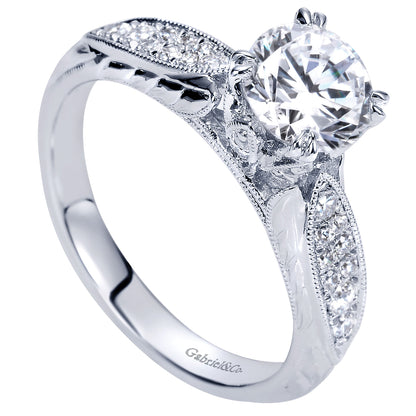 14K White Gold Round Diamond Engagement Ring