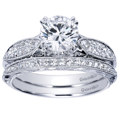 14K White Gold Round Diamond Engagement Ring