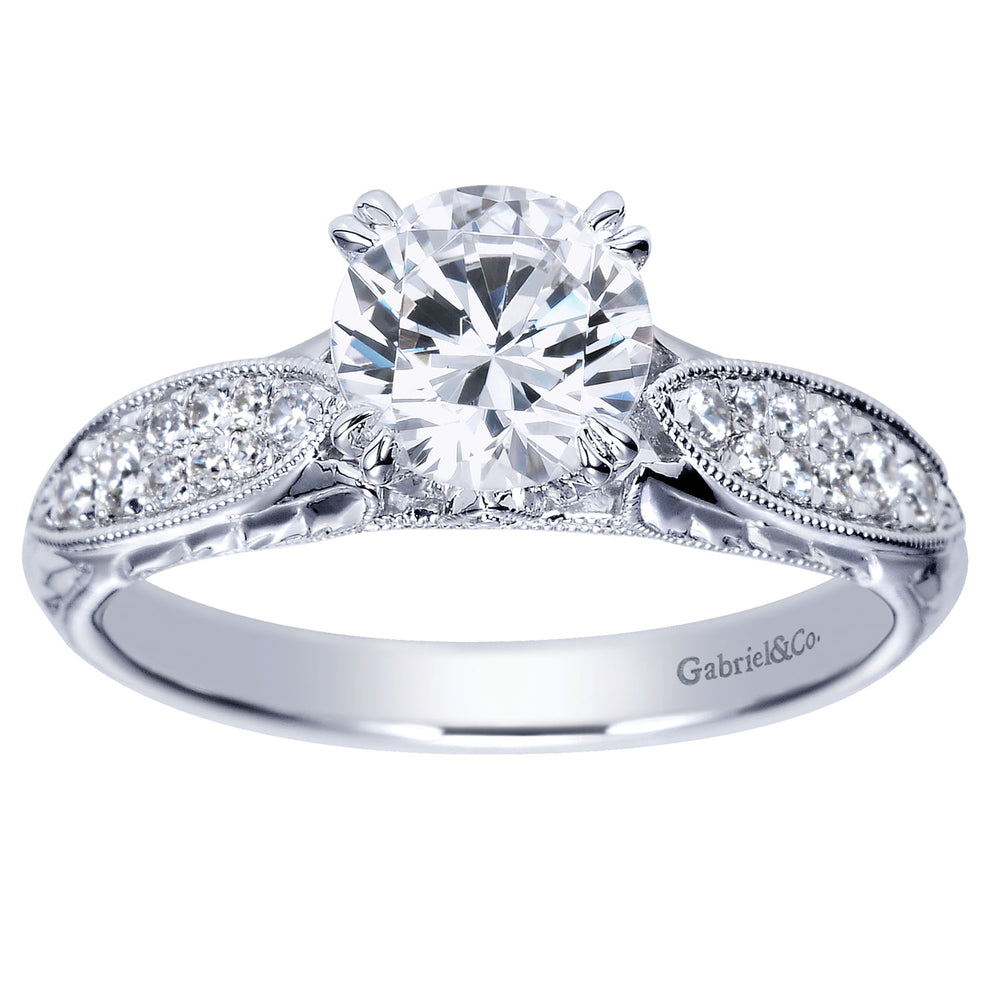 14K White Gold Round Diamond Engagement Ring