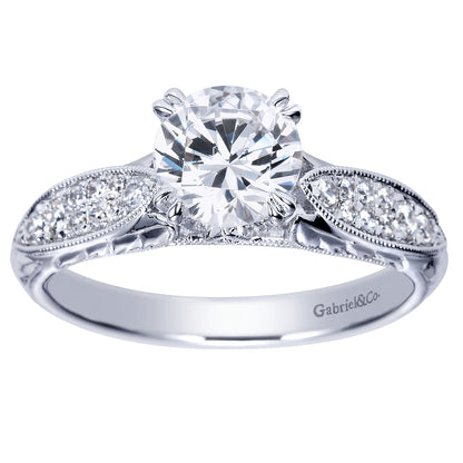 14K White Gold Round Diamond Engagement Ring
