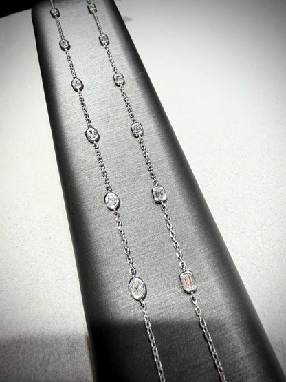 Lab Grown Diamond Bracelet, Sterling Silver, Emerald or Oval Cut, 0.50ct tw.