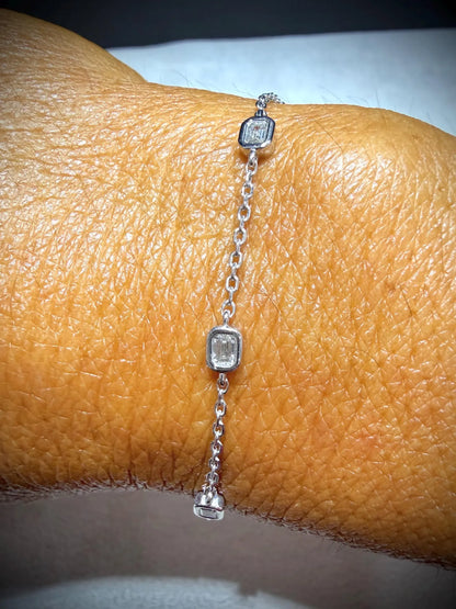 Lab Grown Diamond Bracelet, Sterling Silver, Emerald or Oval Cut, 0.50ct tw.