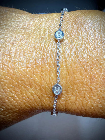 Lab Grown Diamond Bracelet, Sterling Silver, Emerald or Oval Cut, 0.50ct tw.