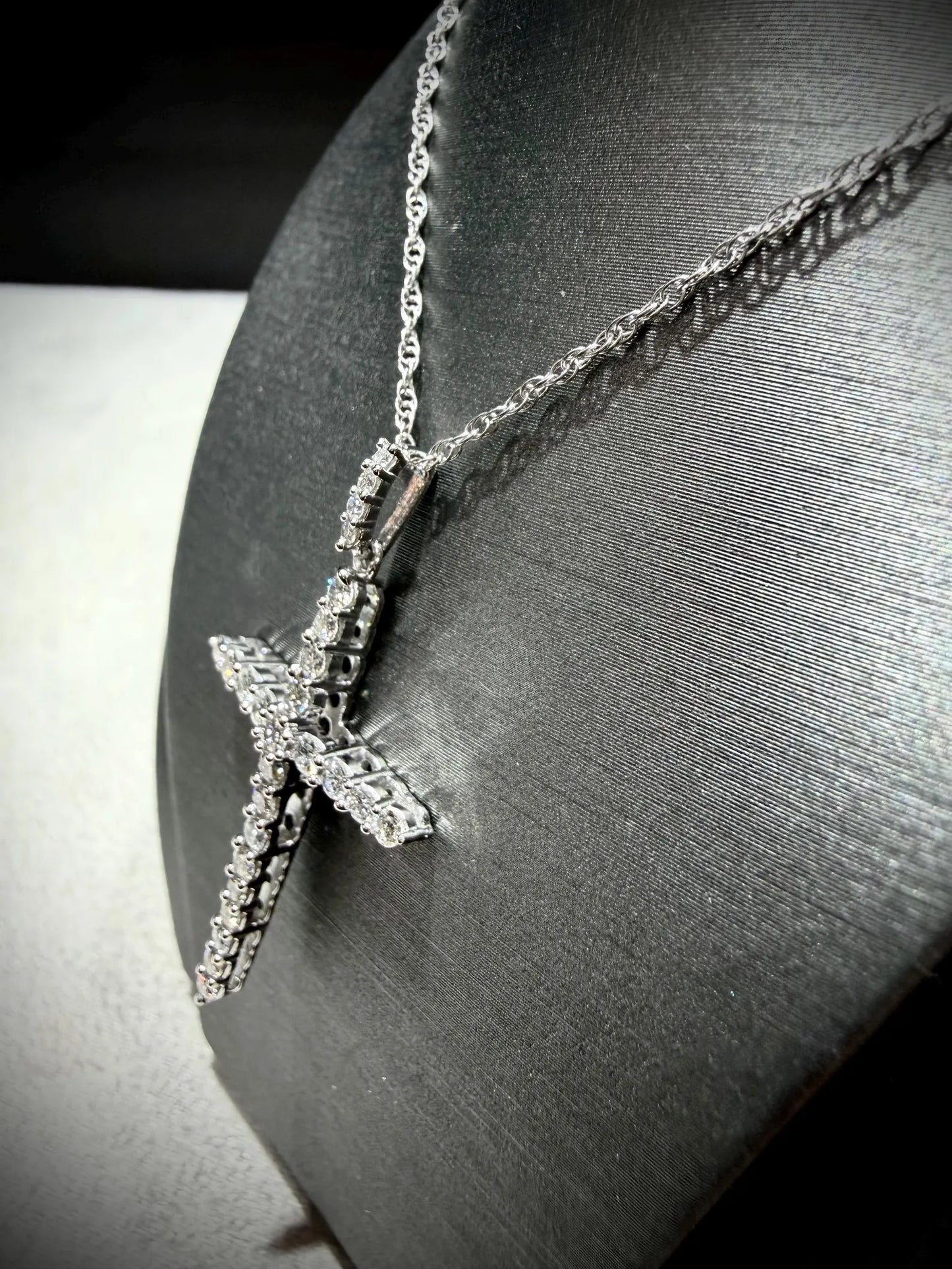 Lab Grown Diamond Cross Necklace 0.75 Carats: Sterling Silver 18”