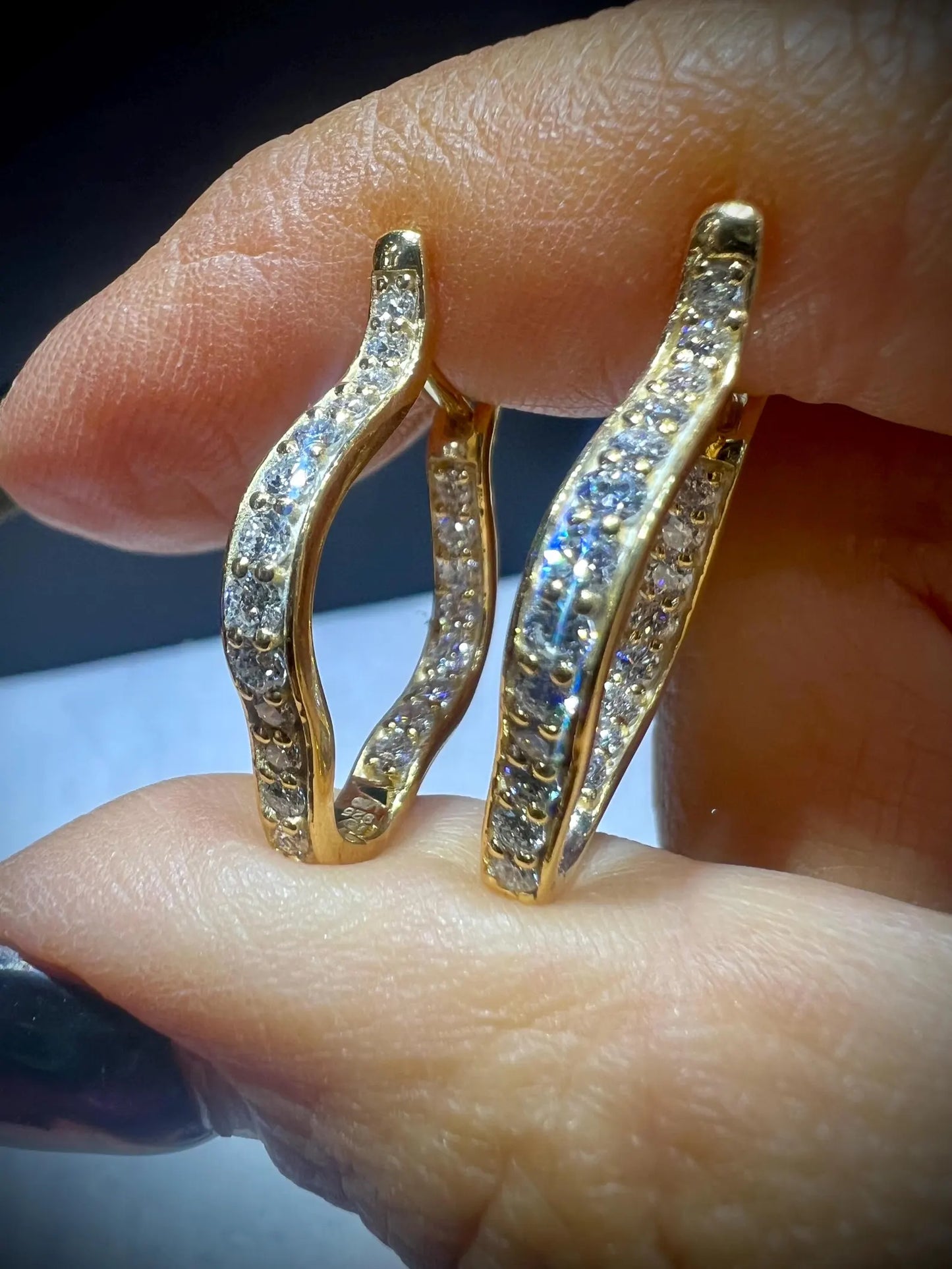 Lab Grown Diamond Hoop Earrings: 1.5 Carat Sterling Silver or Gold Flower Design