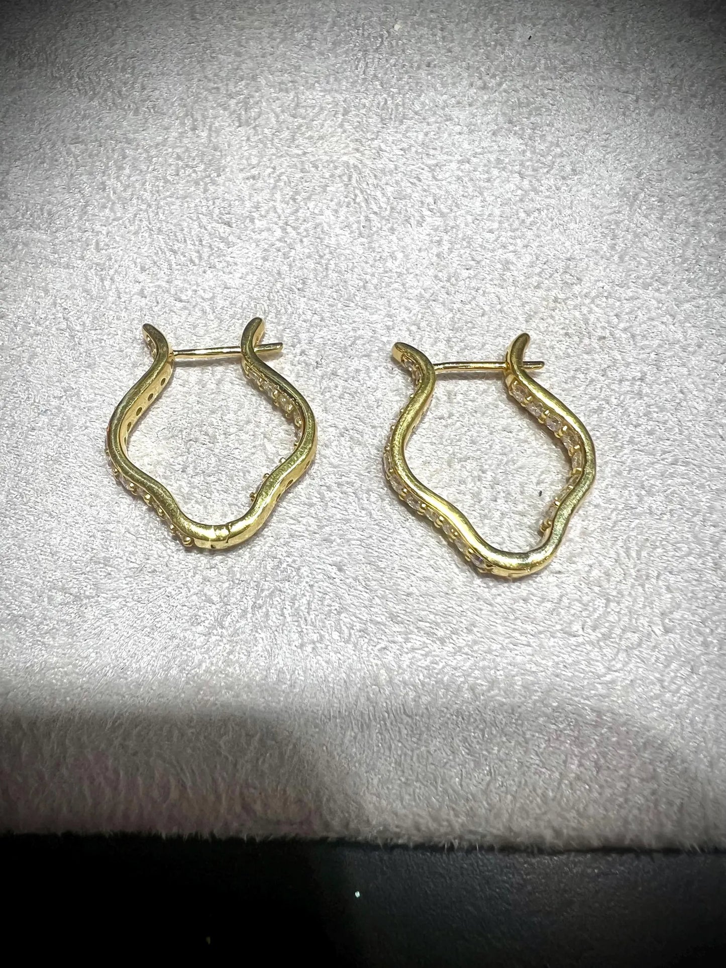 Lab Grown Diamond Hoop Earrings: 1.5 Carat Sterling Silver or Gold Flower Design