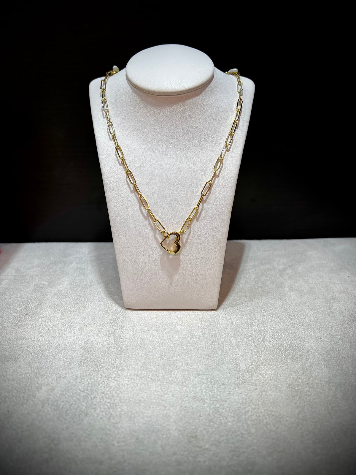 14K 18” Heart Paperclip Link Necklace