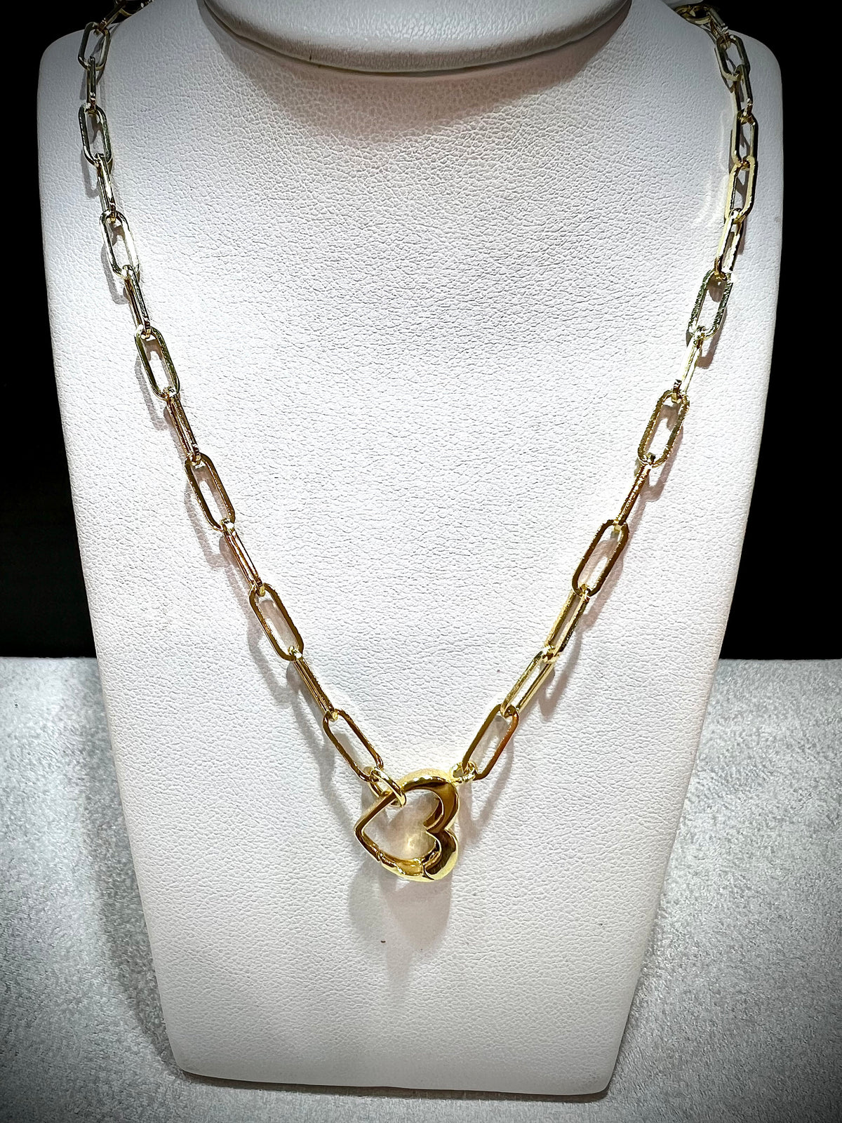 14K 18” Heart Paperclip Link Necklace