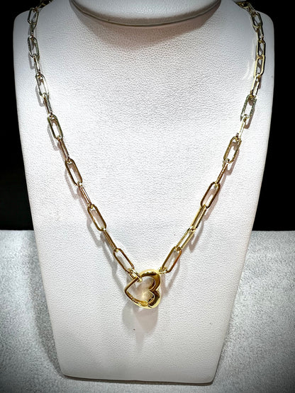 14K 18” Heart Paperclip Link Necklace