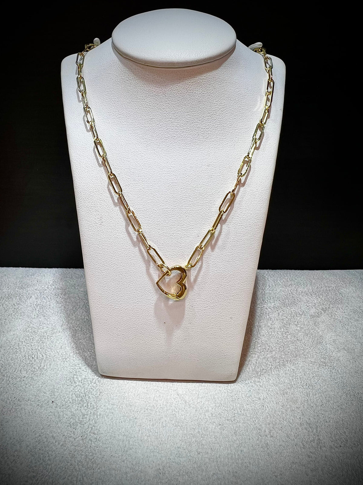 14K 18” Heart Paperclip Link Necklace