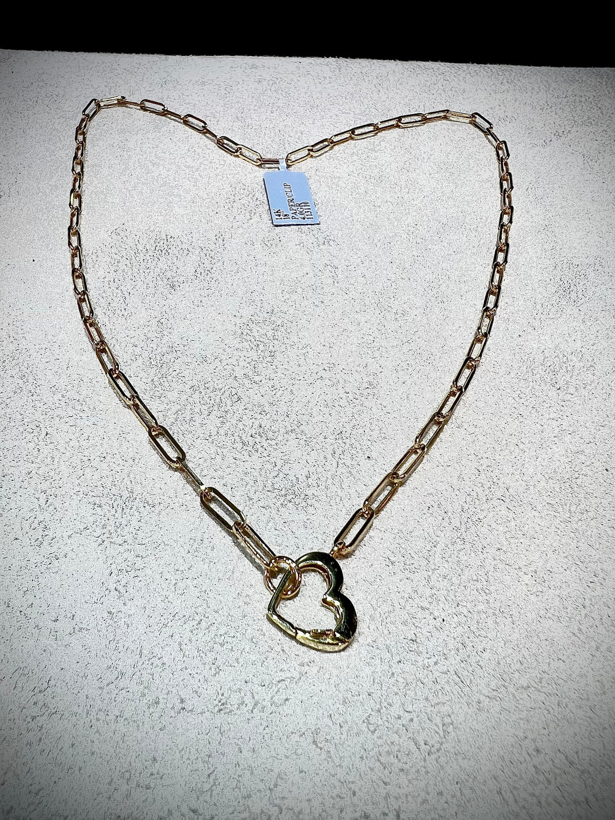 14K 18” Heart Paperclip Link Necklace