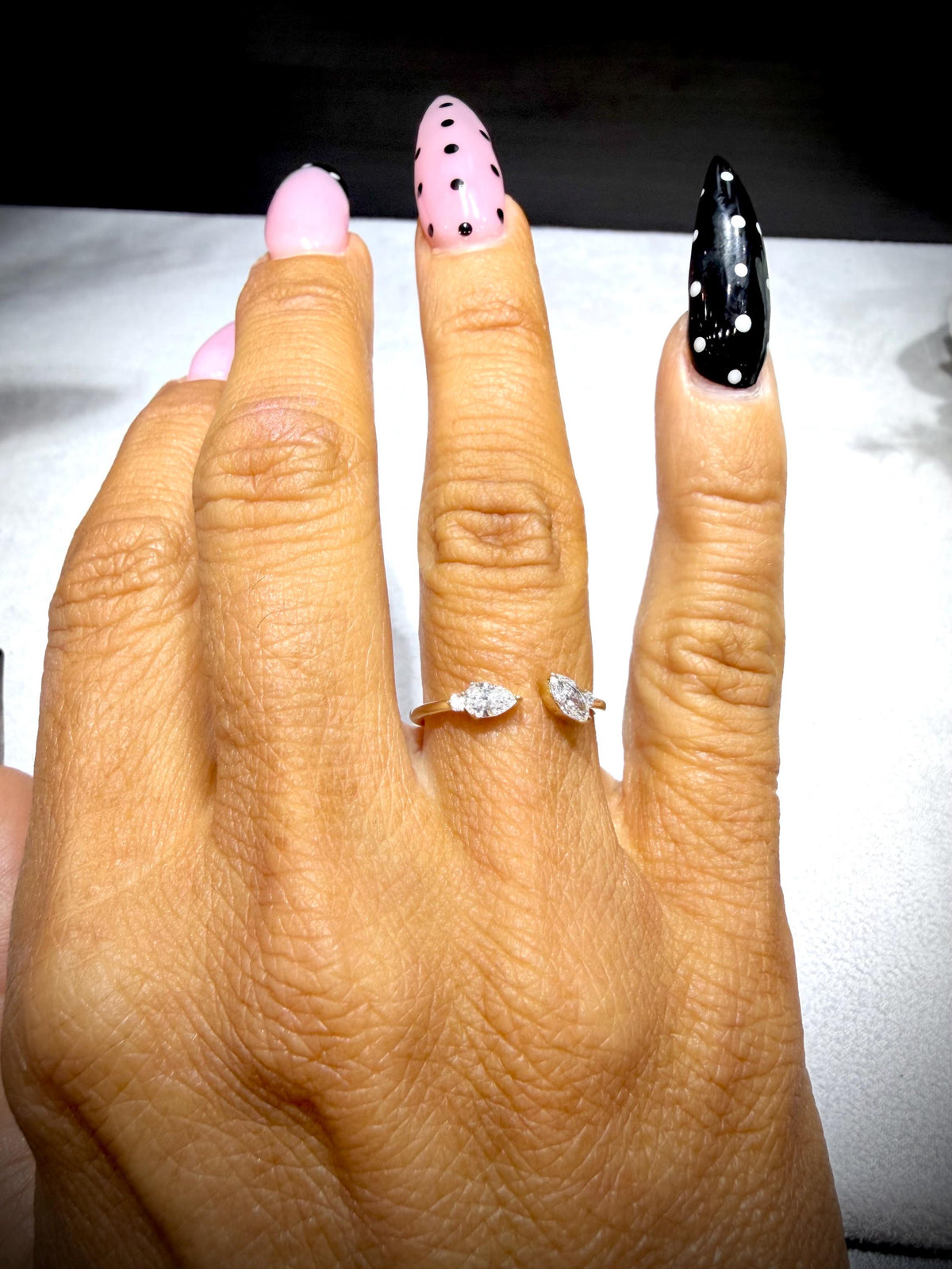 10K Open Lab Grown Diamond Ring with Marquise, Pear, and Round Diamonds, 0.40 Carats