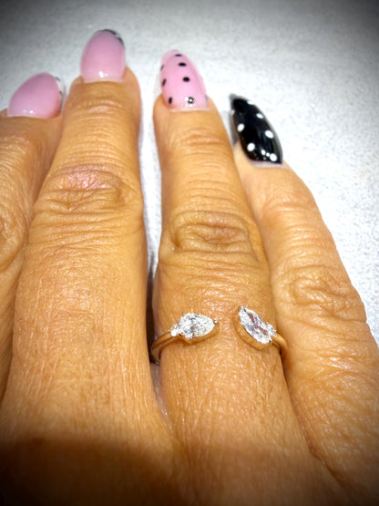 10K Open Lab Grown Diamond Ring with Marquise, Pear, and Round Diamonds, 0.40 Carats
