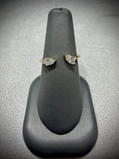 10K Open Lab Grown Diamond Ring with Marquise, Pear, and Round Diamonds, 0.40 Carats