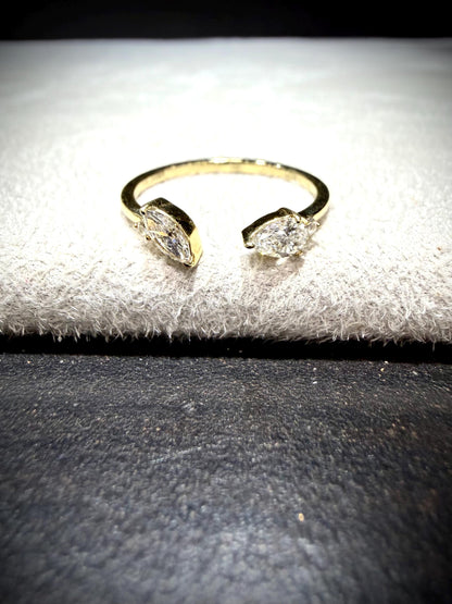 10K Open Lab Grown Diamond Ring with Marquise, Pear, and Round Diamonds, 0.40 Carats