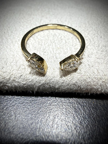 10K Open Lab Grown Diamond Ring with Marquise, Pear, and Round Diamonds, 0.40 Carats