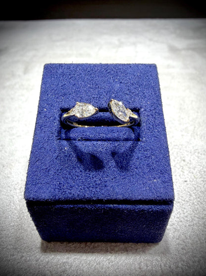 10K Open Lab Grown Diamond Ring with Marquise, Pear, and Round Diamonds, 0.40 Carats