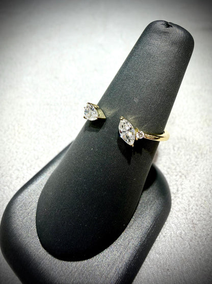 10K Open Lab Grown Diamond Ring with Marquise, Pear, and Round Diamonds, 0.40 Carats