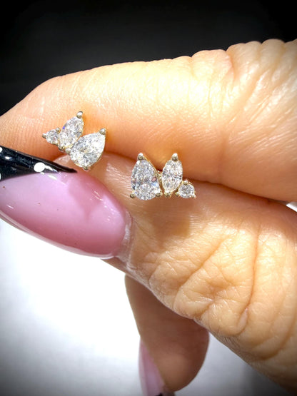 10K Lab Grown Diamond Cluster Earrings, 0.60 Carats tw.