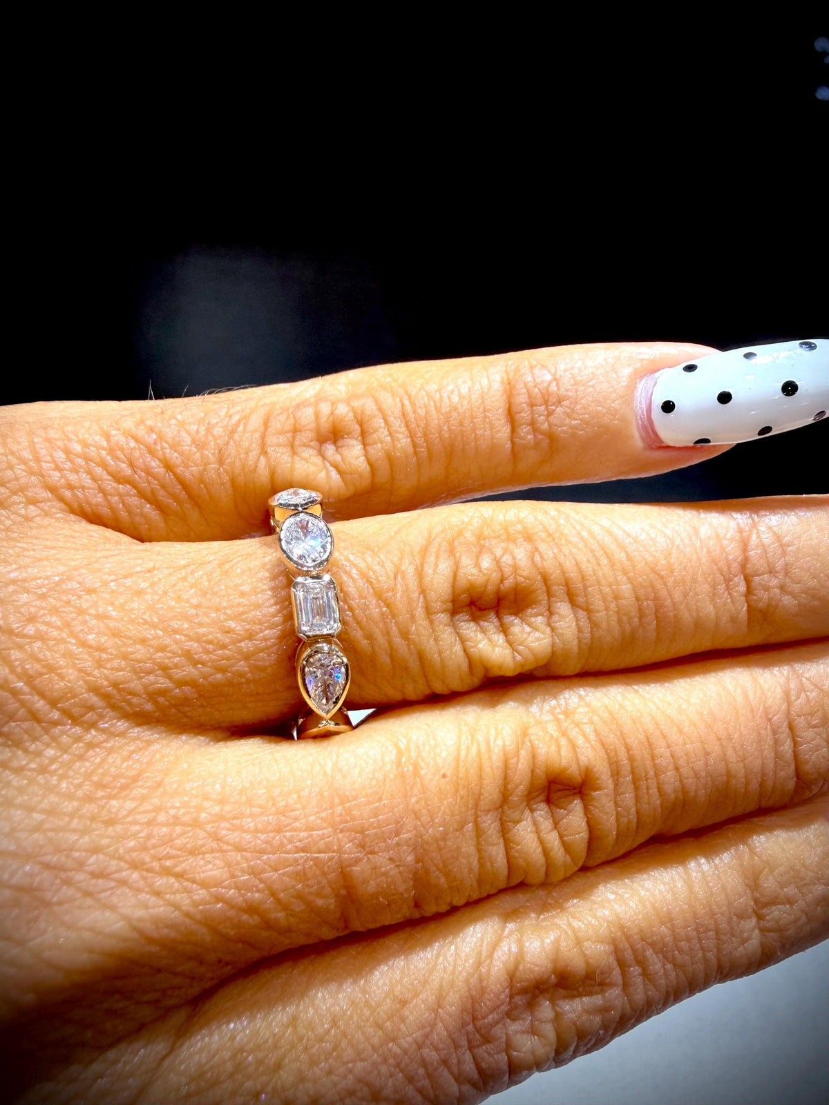 14K Lab Grown Multi-Shape Diamond Bezel Set Eternity Band 3.24 Carats tw., Size 7