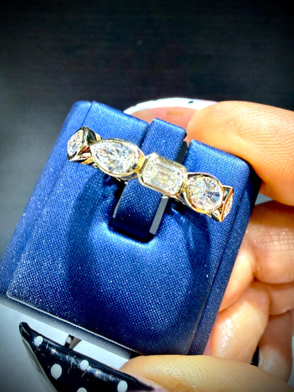 14K Lab Grown Multi-Shape Diamond Bezel Set Eternity Band 3.24 Carats tw., Size 7