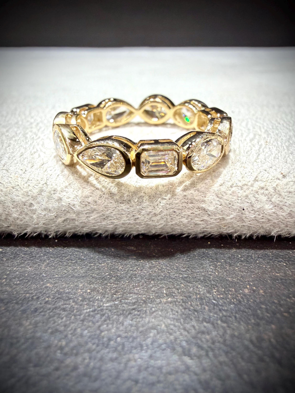 14K Lab Grown Multi-Shape Diamond Bezel Set Eternity Band 3.24 Carats tw., Size 7