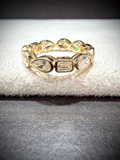 14K Lab Grown Multi-Shape Diamond Bezel Set Eternity Band 3.24 Carats tw., Size 7