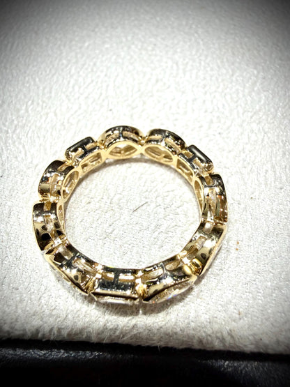 14K Lab Grown Multi-Shape Diamond Bezel Set Eternity Band 3.24 Carats tw., Size 7