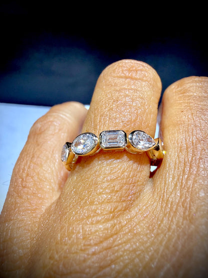 14K Lab Grown Multi-Shape Diamond Bezel Set Eternity Band 3.24 Carats tw., Size 7