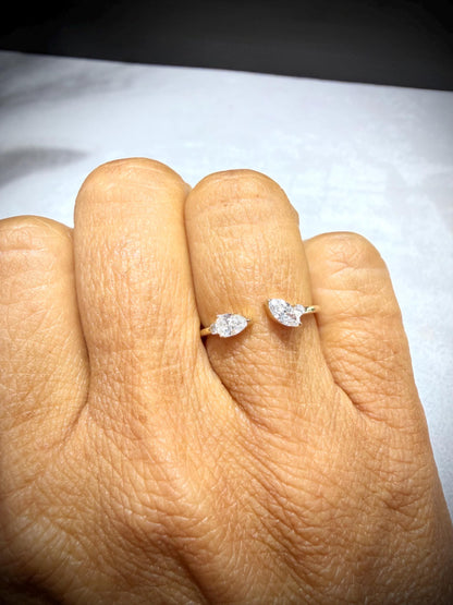10K Open Lab Grown Diamond Ring with Marquise, Pear, and Round Diamonds, 0.40 Carats
