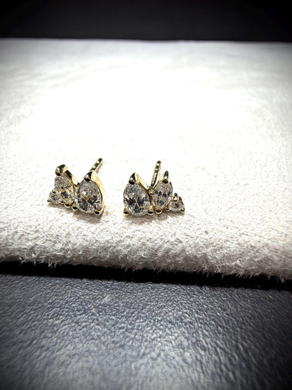10K Lab Grown Diamond Cluster Earrings, 0.60 Carats tw.