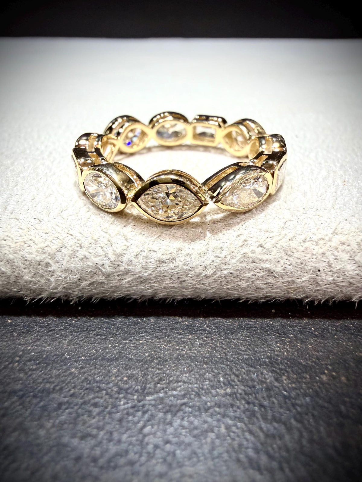 14K Lab Grown Multi-Shape Diamond Bezel Set Eternity Band 3.24 Carats tw., Size 7