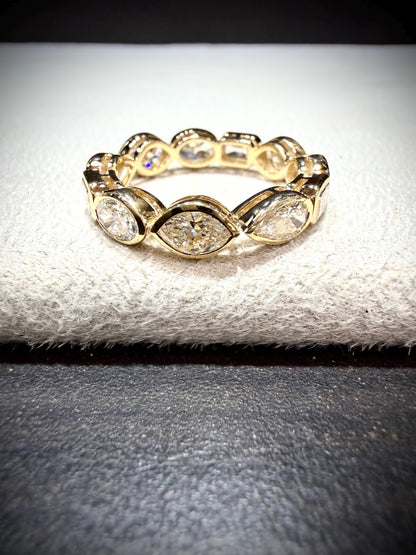 14K Lab Grown Multi-Shape Diamond Bezel Set Eternity Band 3.24 Carats tw., Size 7