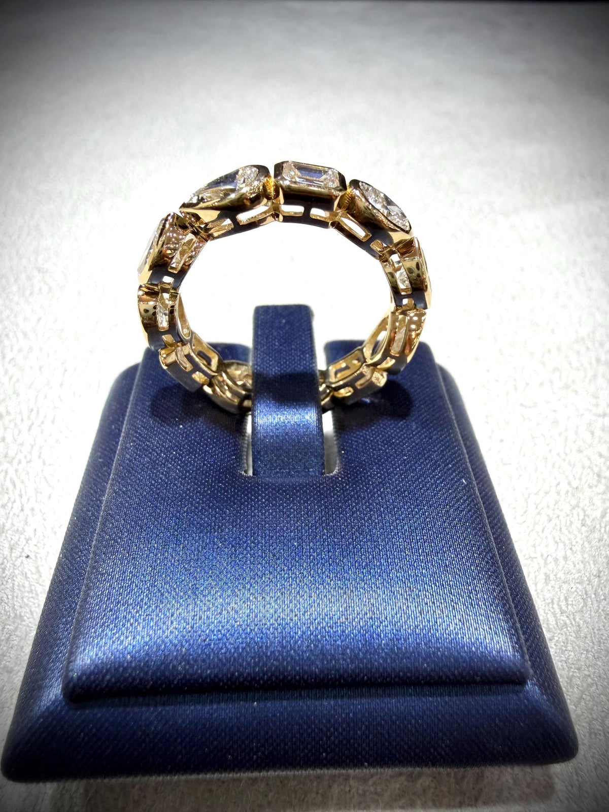 14K Lab Grown Multi-Shape Diamond Bezel Set Eternity Band 3.24 Carats tw., Size 7