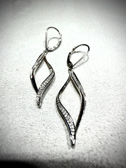 Diamond Dangle Twist Earrings 0.10 ct tw. Sterling Silver