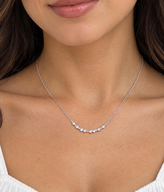 Lab Grown Diamond Bezel Set Bar Necklace: 0.26 Carat, Sterling Silver