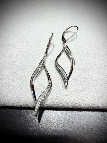 Diamond Dangle Twist Earrings 0.10 ct tw. Sterling Silver