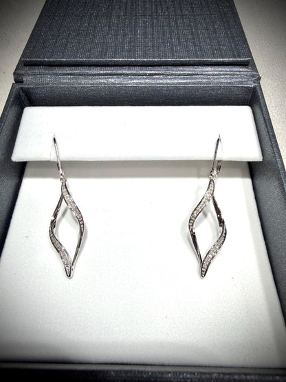 Diamond Dangle Twist Earrings 0.10 ct tw. Sterling Silver