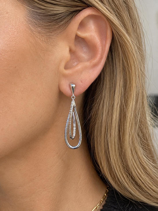 Diamond Dangle Earrings 0.10 ct tw. Sterling Silver
