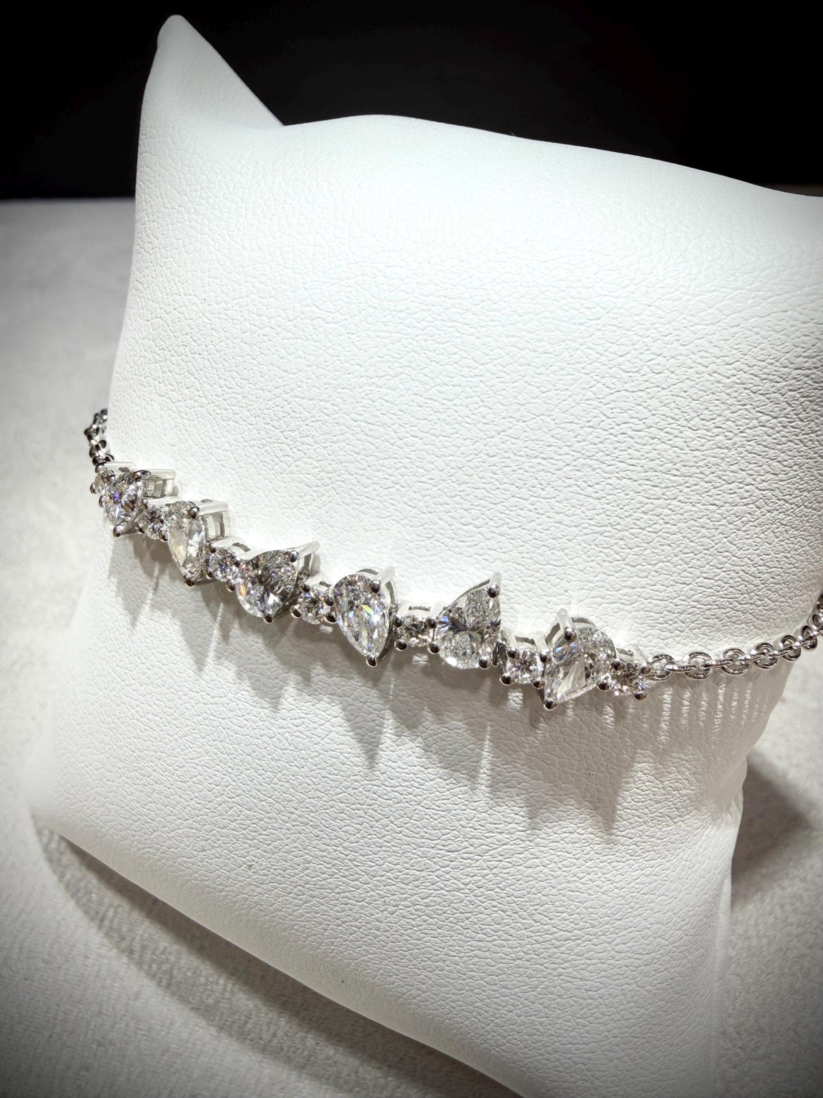 Lab Grown Pear Shape Diamond Bracelet 2.25 Carats, Sterling Silver, Adjustable