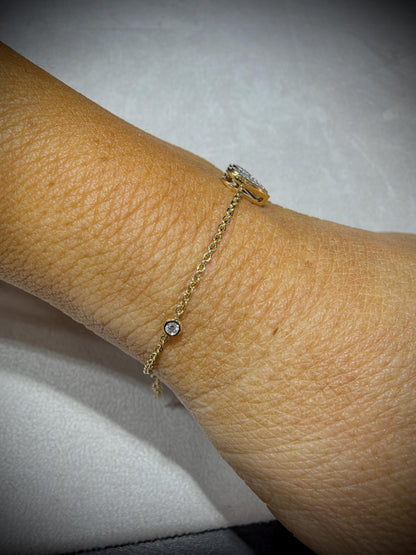 14K Natural Diamond Heart Bracelet 0.11 ct tw. adjustable 6”- 7”
