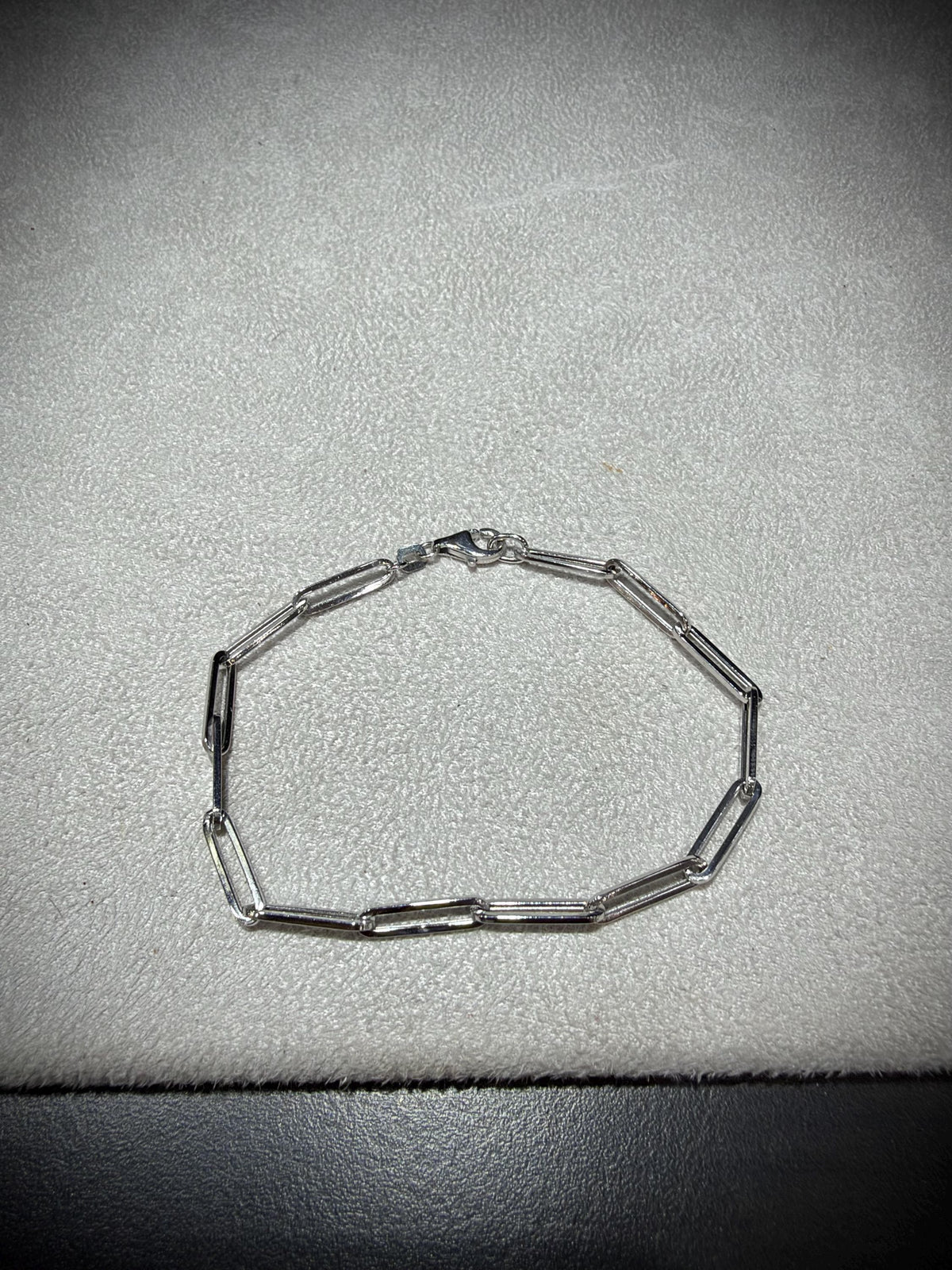 14K White Gold Paperclip Link Bracelet 7”