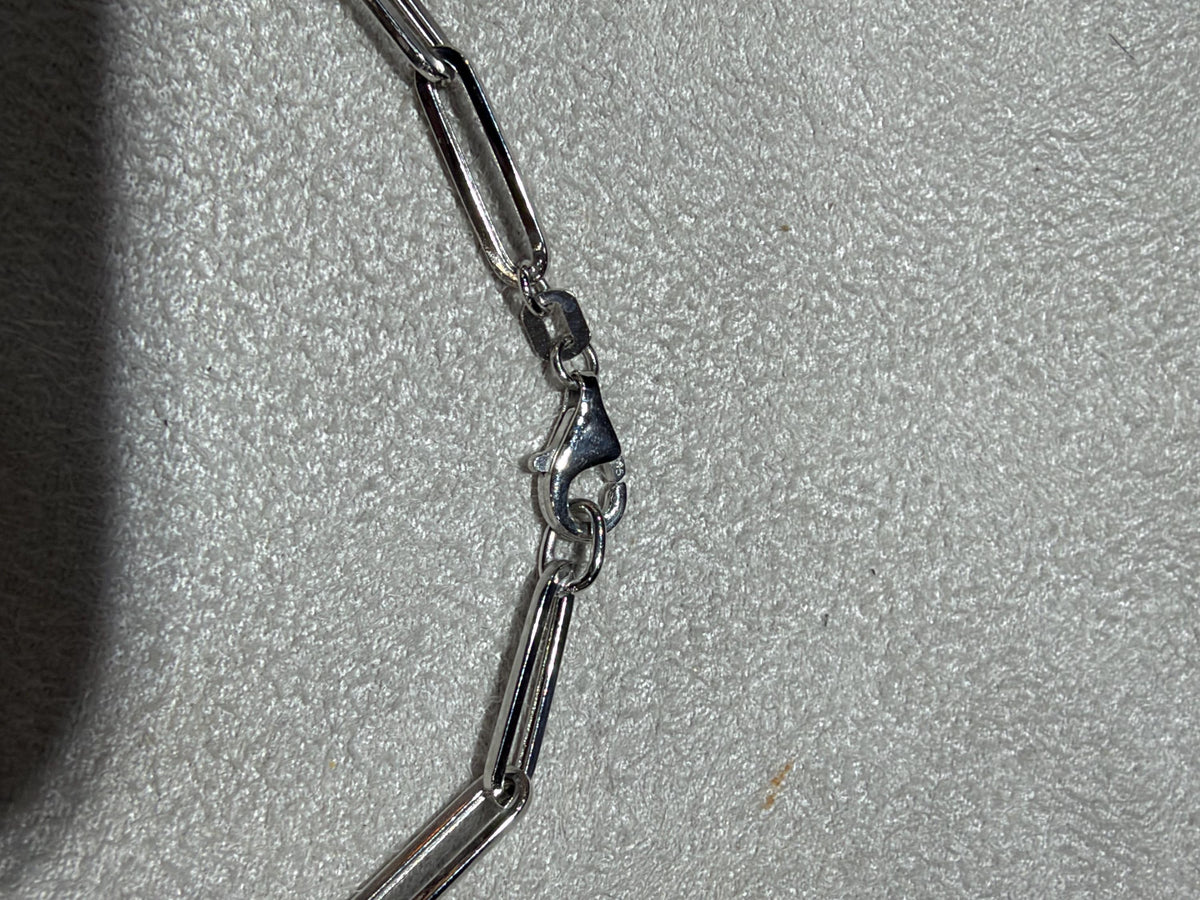 14K White Gold Paperclip Link Bracelet 7”