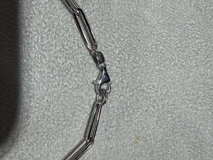 14K White Gold Paperclip Link Bracelet 7”