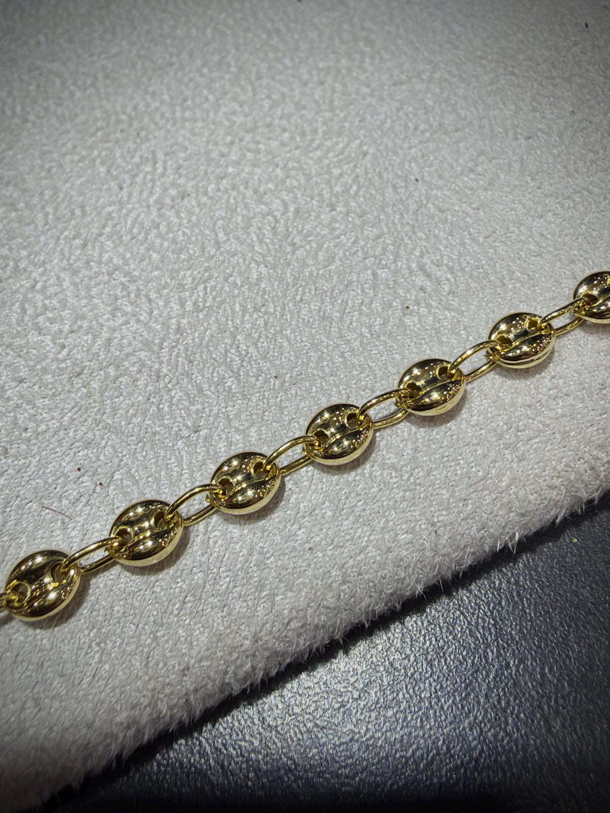 14K Gold Puffed Mariner Link Bracelet 7”