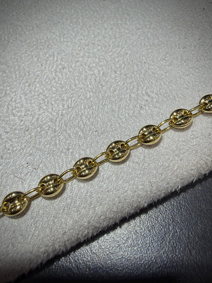 14K Gold Puffed Mariner Link Bracelet 7”