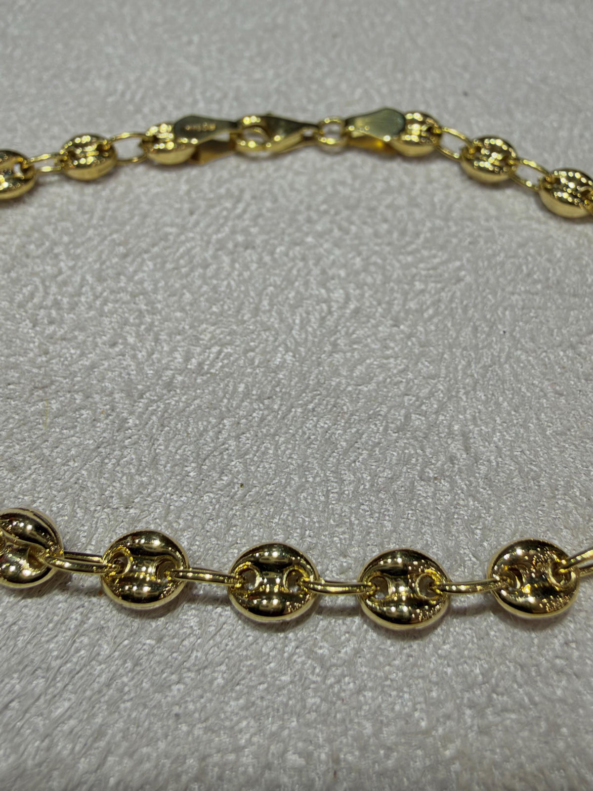 14K Gold Puffed Mariner Link Bracelet 7”