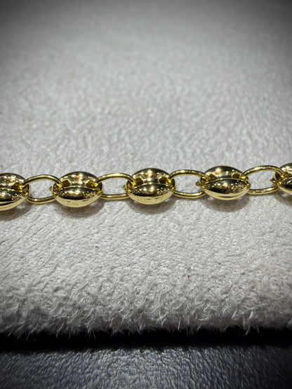 14K Gold Puffed Mariner Link Bracelet 7”