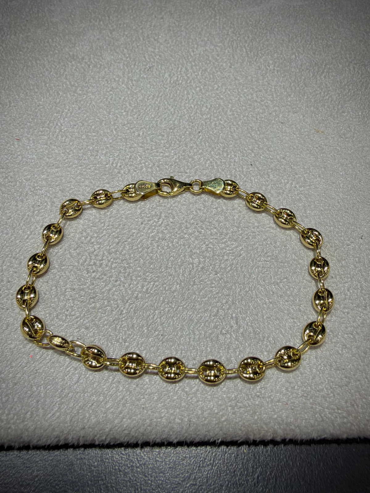 14K Gold Puffed Mariner Link Bracelet 7”
