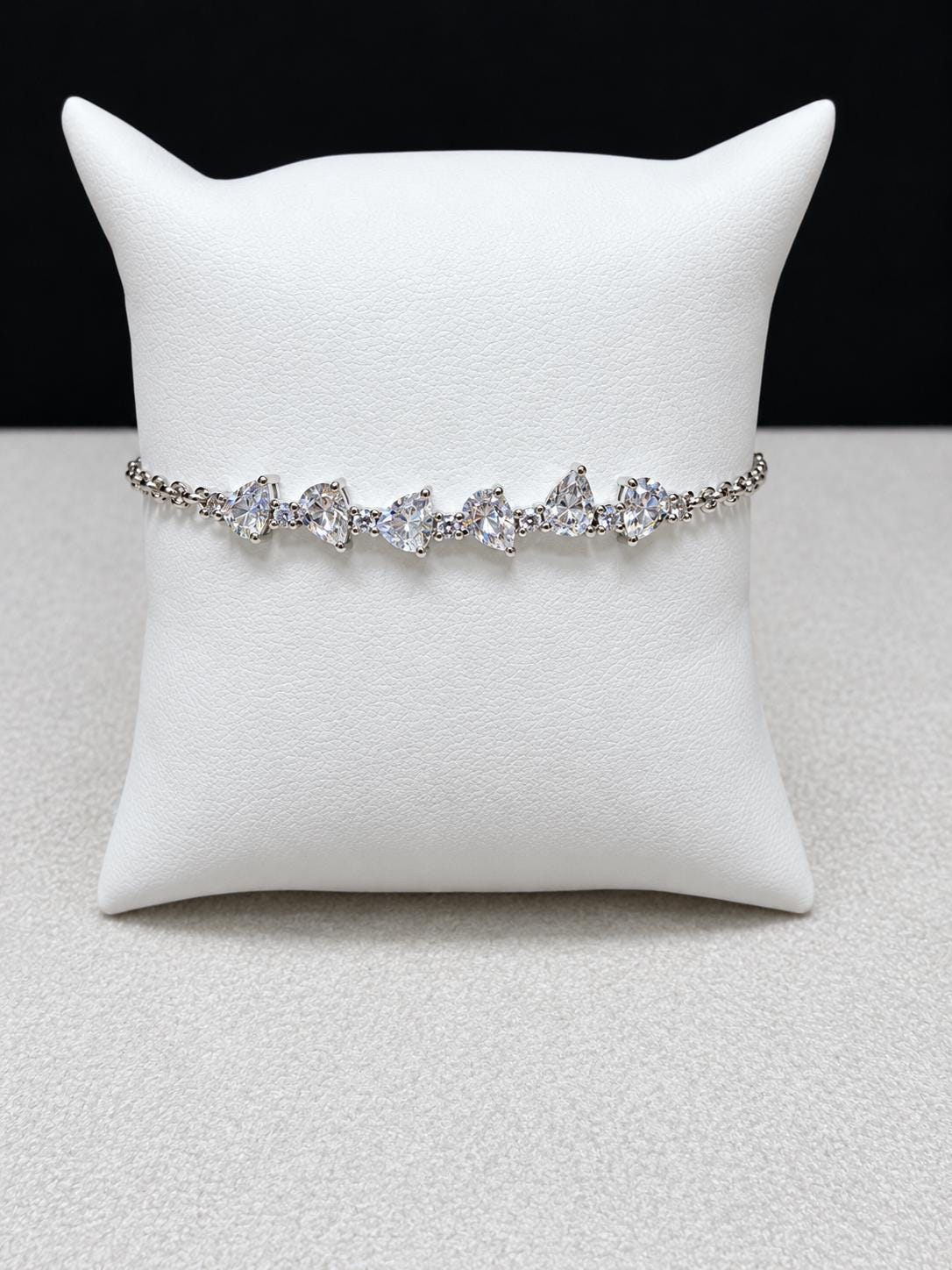 Lab Grown Pear Shape Diamond Bracelet 2.25 Carats, Sterling Silver, Adjustable